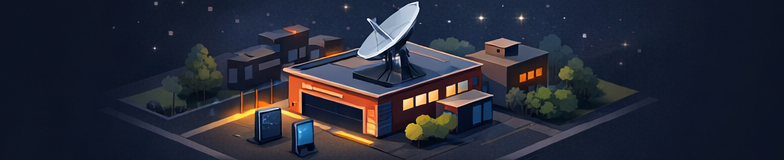 Lokaler Leuchtturm-Standort mit Satellitenanbindung